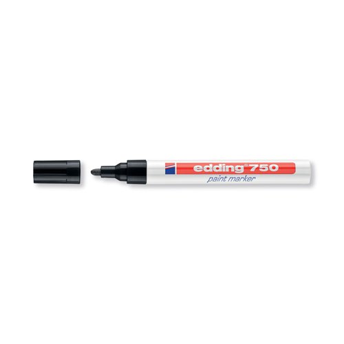 This Edding 750 Paint Marker contains vibrant pigment ink, which is low odour, quick drying and water resistant, for bold permanent marking. For use on most surfaces, the ink is also light fast and heat resistant up to 400 degrees. Great for industrial environments, the marker has a bullet tip for a 2.0-4.0mm line width. This pack contains 10 black markers.