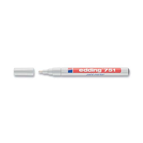 This Edding 751 Paint Marker contains vibrant pigment ink, which is low odour, quick drying and water resistant, for bold permanent marking. For use on most surfaces, the ink is also light fast and heat resistant up to 400 degrees. Great for industrial environments, the marker has a fine bullet tip for a 1.0-2.0mm line width. This pack contains 10 white markers.