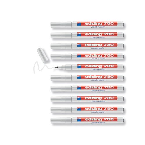 Edding 780 Paint Marker Extra Fine White (Pack of 10) 780-049 - Edding - ED780W - McArdle Computer and Office Supplies