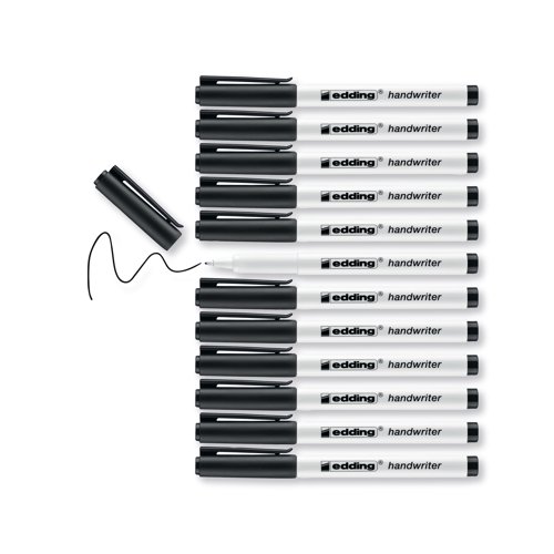 Ideal for children learning to write, these Edding Handwriter pens feature a robust plastic nib and water based ink, which is washable from most textiles at 40 degrees Celsius. The medium tip writes a 0.6mm line width. This bulk tub contains 42 pens with black ink.