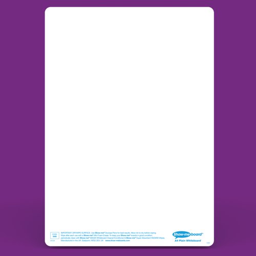 Show-Me Whiteboard A4 Plain (Pack of 100) B/SMB Drywipe Lap Board EG60022
