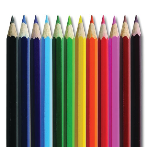EG60072 | Ideal for classroom use, these Classmaster Colouring Pencils are perfect for writing, drawing, shading and colouring. Made from quality wood with graphite leads, the tips are designed to be resilient against breakage for long lasting use. This jumbo pack contains 500 colouring pencils in assorted colours that are bright and vivid, allowing children to create a range of colourful projects, artwork and more.
