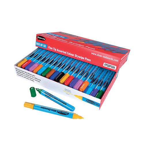 Show-me Drywipe Marker Fine Tip Assorted (Pack of 50) FPSDP50A EG60175 Buy online at Office 5Star or contact us Tel 01594 810081 for assistance
