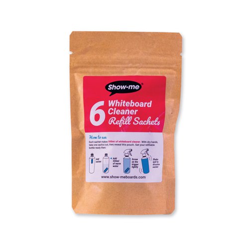 Show-Me Whiteboard Cleaner Refill Sachets (Pack of 6) WCE500R6 EG63301 Buy online at Office 5Star or contact us Tel 01594 810081 for assistance