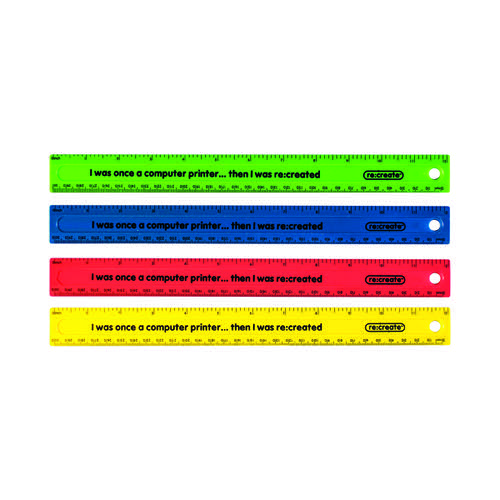 ReCreate Shatter Resistant Ruler 30cm Assorted (Pack of 100) RCSPR30A