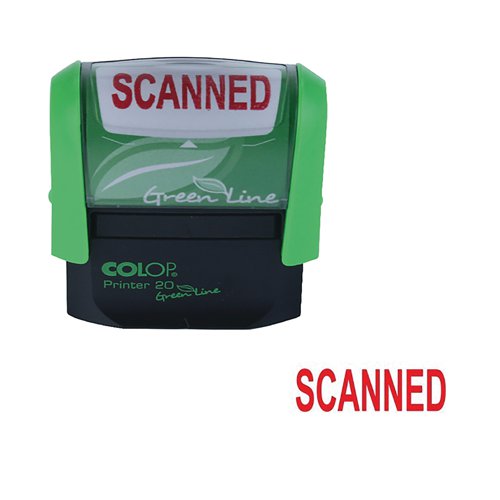 This environmentally friendly, self-inking COLOP Green Line Word Stamp is made from a minimum of 65% recycled materials. The stamp prints the word SCANNED in red to help keep your records organised and updated. This stamp has an impression size of 38 x 14mm. The stamp will print thousands of impressions before a replacement ink pad is needed.