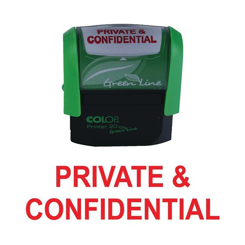 COLOP Green Line Word Stamp PRIVATE and CONFIDENTIAL Red P20GLPRI EM00557 Buy online at Office 5Star or contact us Tel 01594 810081 for assistance