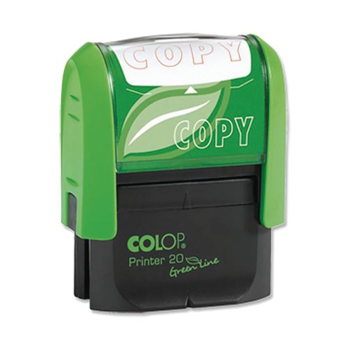This environmentally friendly, self-inking COLOP Green Line Word Stamp is made from a minimum of 65% recycled materials. The stamp prints the word COPY in red to help keep your records organised and updated. This stamp has an impression size of 38 x 14mm. The stamp will print thousands of impressions before a replacement ink pad is needed.