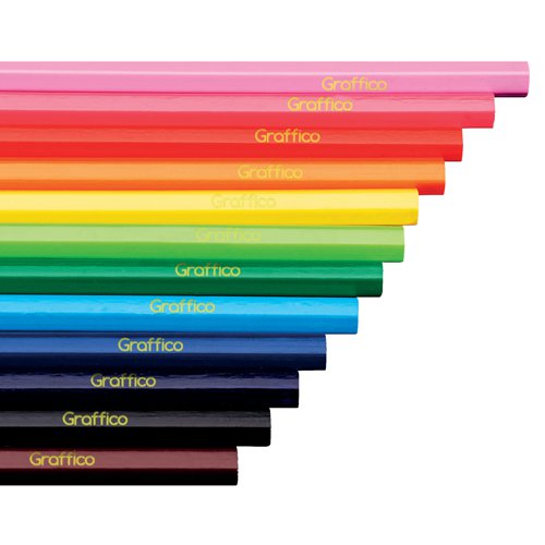 Ideal for classroom use, these Graffico Coloured Pencils are perfect for writing, drawing, shading and colouring. Made from quality wood with graphite leads, the pencils come in assorted colours for a variety of classroom activities. This bulk pack contains 144 pencils.