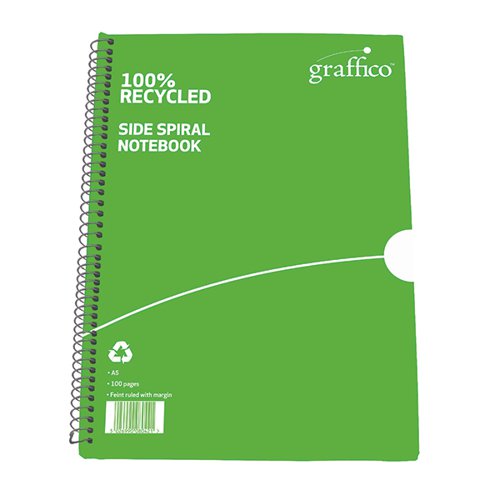 Graffico Recycled Spiral Bound Notebook 100 Pages A5 5000335 Single