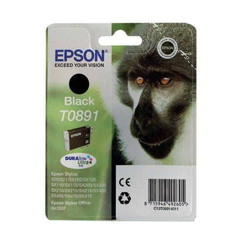 Epson T0891 Ink Cartridge DURABrite Ultra Monkey Black C13T08914011 EP08914 Buy online at Office 5Star or contact us Tel 01594 810081 for assistance