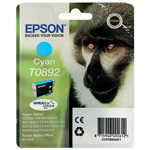 Epson DURABrite Ultra Ink Cartridge Monkey Cyan C13T08924011