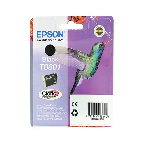 Epson T0801 Photographic Ink Cartridge Claria Black C13T08014011