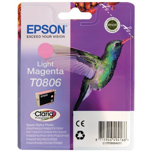 Epson T0806 Photographic Ink Cartridge Claria Light Magenta C13T08064011