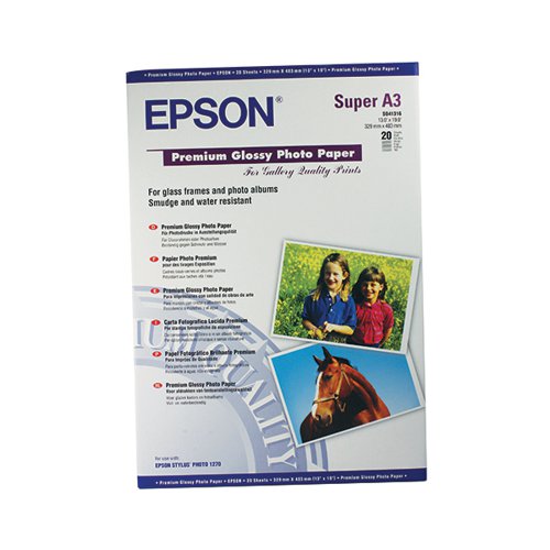 Epson Premium A3+ Glossy Photo Paper (Pack of 20) C13S041316 EP41316 Buy online at Office 5Star or contact us Tel 01594 810081 for assistance