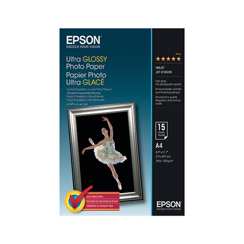 Epson Ultra Glossy Photo A4 Paper (Pack of 15) C13S041927 EP41927 Buy online at Office 5Star or contact us Tel 01594 810081 for assistance