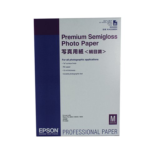Epson A2 Premium Semi-Gloss Photo Paper (Pack of 25) C13S042093