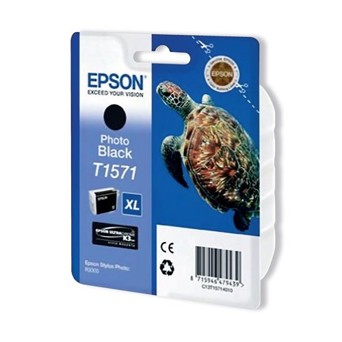 Epson T1571 Ink Cartridge Ultra Chrome K3 XL High Yield Turtle Photo Black C13T15714010 - Epson - EP47943 - McArdle Computer and Office Supplies