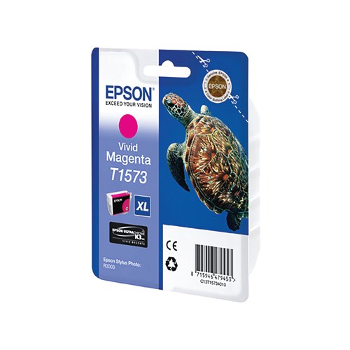 Epson T1573 Ink Cartridge Ultra Chrome K3 XL High Yield Turtle Vivid Magenta C13T15734010 - Epson - EP47945 - McArdle Computer and Office Supplies