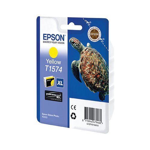 Epson T1574 Ink Cartridge Ultra Chrome K3 XL High Yield Turtle Yellow C13T15744010 - Epson - EP47946 - McArdle Computer and Office Supplies