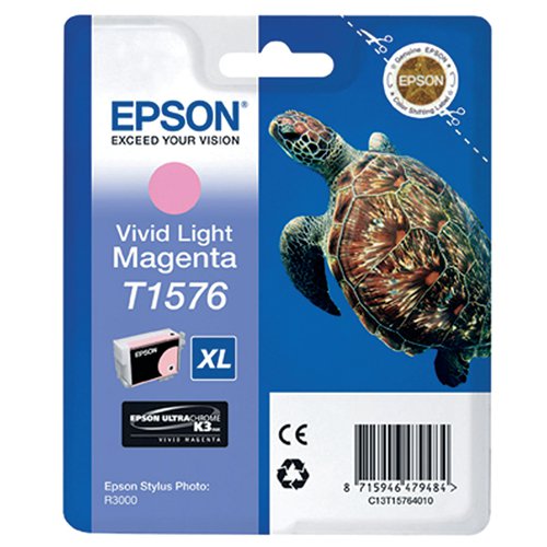 Epson T1576 Ink Cartridge Ultra Chrome K3 XL High Yield Turtle Vivid Light Magenta C13T15764010