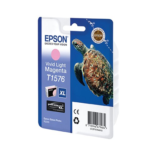 Epson T1576 Ink Cartridge Ultra Chrome K3 XL High Yield Turtle Vivid Light Magenta C13T15764010 - Epson - EP47948 - McArdle Computer and Office Supplies