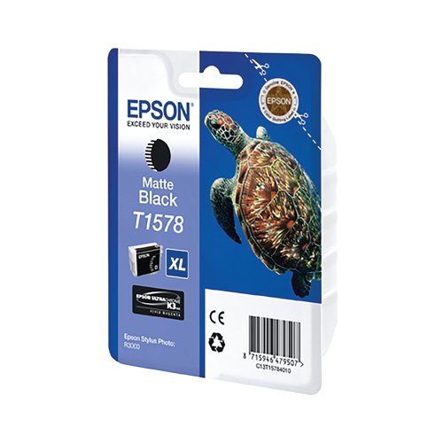 Epson T1578 Ink Cartridge Ultra Chrome K3 XL High Yield Turtle Matte Black C13T15784010 - Epson - EP47950 - McArdle Computer and Office Supplies