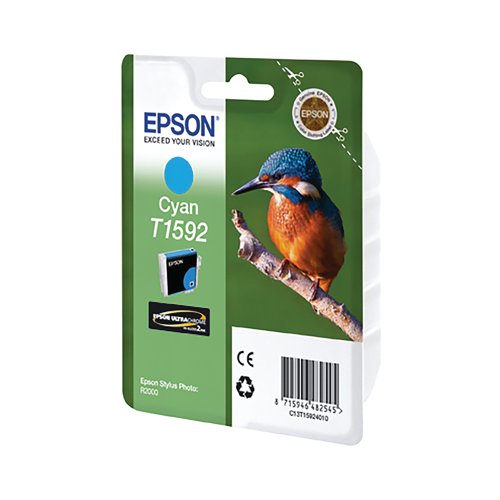 Epson T1592 Ink Cartridge Ultra Chrome Hi-Gloss2 Kingfisher Cyan C13T15924010 Inkjet Cartridges EP48254