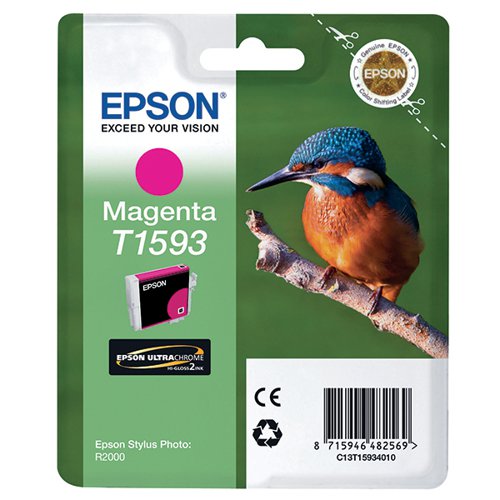 Epson T1593 Ink Cartridge Ultra Chrome Hi-Gloss2 Kingfisher Magenta C13T15934010