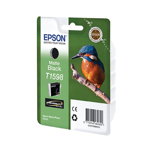 Epson T1598 Ink Cartridge Ultra Chrome Hi-Gloss2 Kingfisher Matte Black C13T15984010