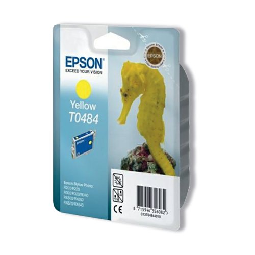 This Epson T0484 yellow Inkjet cartridge is for use in Epson Stylus Photo R200, R300, RX500, RX600 series printers. Each cartridge contains 13ml of ink with an approximate print yield of up to 450 pages. This pack contains 1 yellow inkjet cartridge.