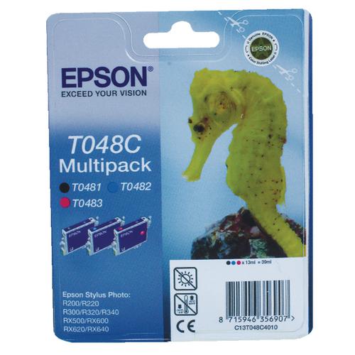Epson T048C Cyan/Magenta/Black Inkjet Cartridge (Pack of 3) C13T048C4010
