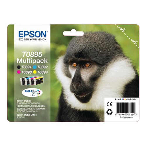 Epson T0895 Black /Cyan/Magenta/Yellow Inkjet Cartridge (Pack of 4) C13T08954010 / T0895