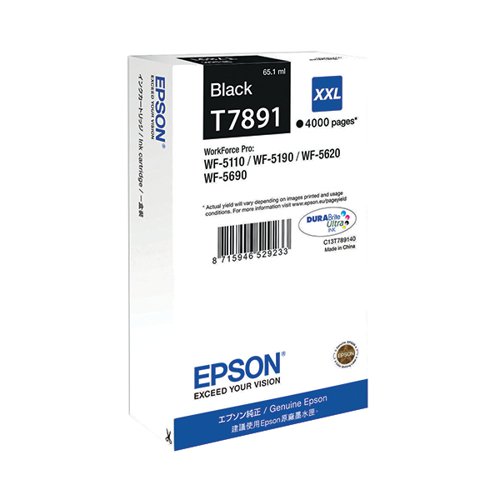 Epson T7891 Black Extra High Yield Inkjet Cartridge C13T789140 / T7891