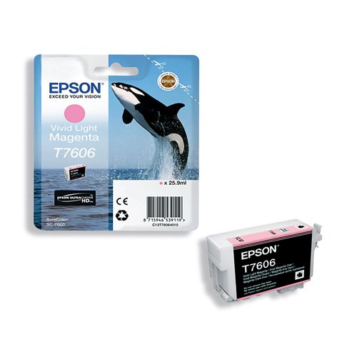 Epson T7606 Ink Cartridge Ultra Chrome HD Killer Whale Vivid Light Magenta C13T76064010 EP53911 Buy online at Office 5Star or contact us Tel 01594 810081 for assistance