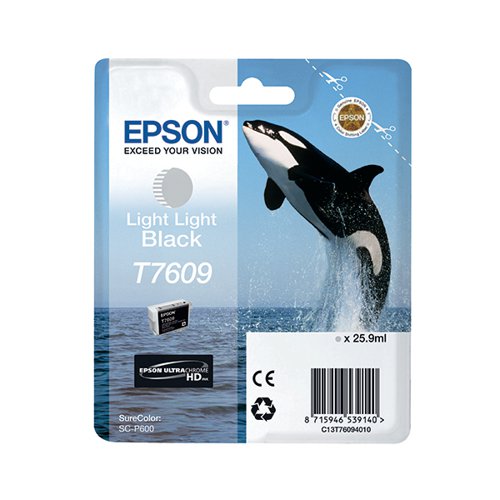Epson T7609 Ink Cartridge Ultra Chrome HD Killer Whale Light Light Black C13T76094010