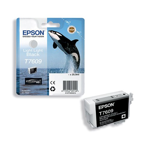 Epson T7609 Ink Cartridge Ultra Chrome HD Killer Whale Light Light Black C13T76094010