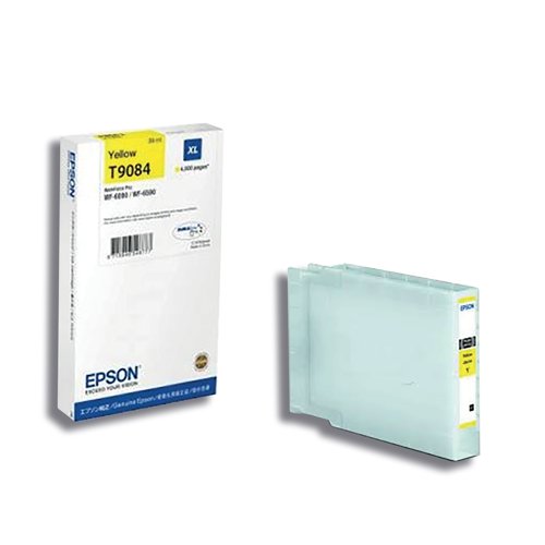 Enjoy high speed inkjet output from your Epson WorkForce printer by installing a genuine Epson T9084 Pro XL ink cartridge. This extra high capacity cartridge is packed with 39ml of DURABrite Pro ink for business-quality text and image output, enough to print up to 4,000 pages. Compatible with Epson WorkForce Pro WF 6090 and WF6590 series printers.