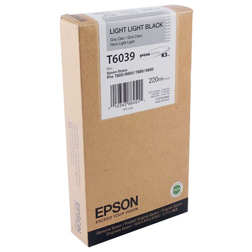 Epson T6039 Ink Cartridge Ultra Chrome K3 Light Light Black C13T603900 - EP603900
