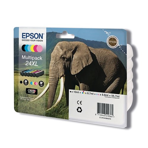 EP61515 Epson 24XL Ink Cartridge Photo HD Elephant CMYK/Light Cyan/Light Magenta C13T24384011
