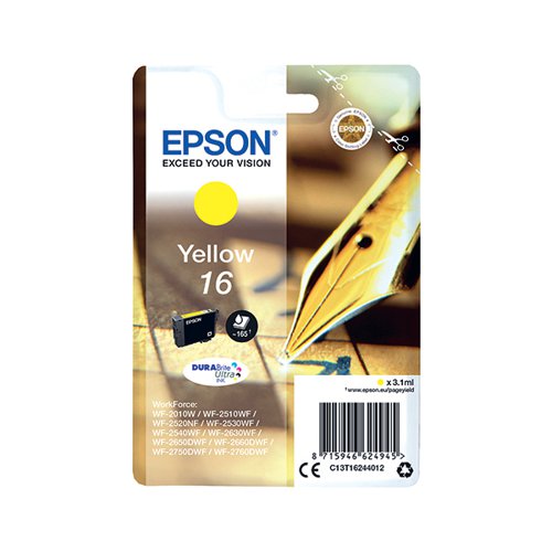 EP62494 Epson 16 Ink Cartridge DURABrite Ultra Pen/Crossword Yellow C13T16244012