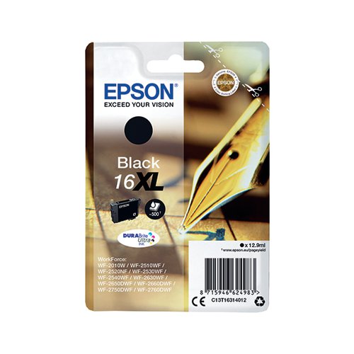 Epson 16XL Ink Cartridge DURABrite Ultra HY Pen/Crossword Black C13T16314012 Inkjet Cartridges EP62498