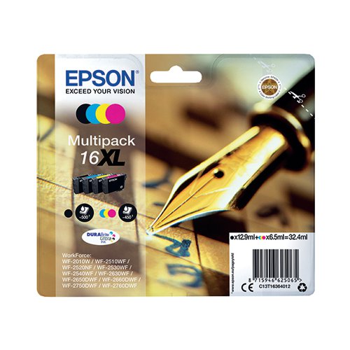 Epson 16XL Ink Cartridge DURABrite Ultra Multipack HY Pen and Crossword CMYK C13T16364012