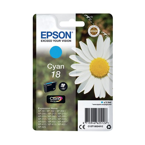 EP62512 Epson 18 Home Ink Cartridge Claria Daisy Cyan C13T18024012