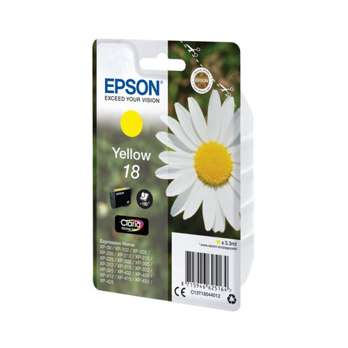 Epson 18 Home Ink Cartridge Claria Daisy Yellow C13T18044012 Inkjet Cartridges EP62516