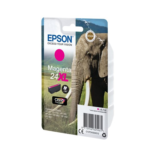 Epson 24XL Ink Cartridge Photo HD Claria Elephant Magenta C13T24334012 EP62546 Buy online at Office 5Star or contact us Tel 01594 810081 for assistance