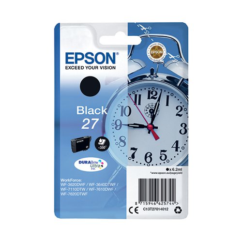 Epson 27 Ink Cartridge DURABrite Ultra Alarm Clock Black C13T27014012