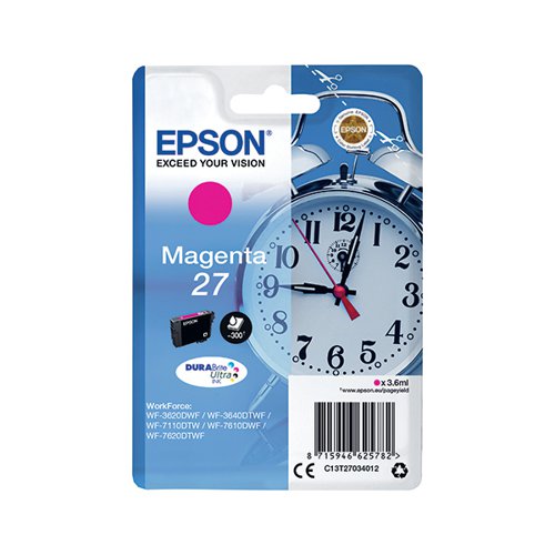 EP62578 Epson 27 Ink Cartridge DURABrite Ultra Alarm Clock Magenta C13T27034012