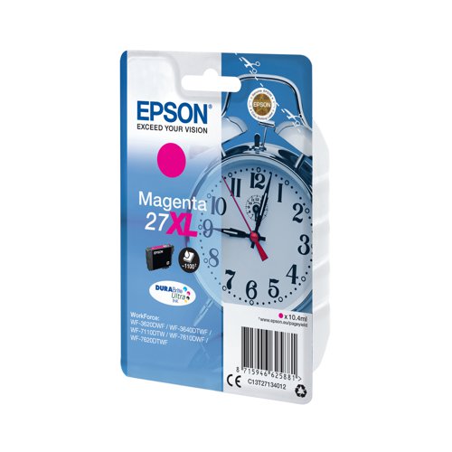 This Epson 27 XL Magenta Inkjet Cartridge ensures high quality print output from your Epson WorkForce inkjet printer. As a genuine Epson consumable, it ensures consistent and reliable operation for trouble-free printing when you need it most, and is packed with 10.4ml of magenta ink. Epson ensures that every cartridge meets its high standards and works with your machine to provide precise, clear printing.