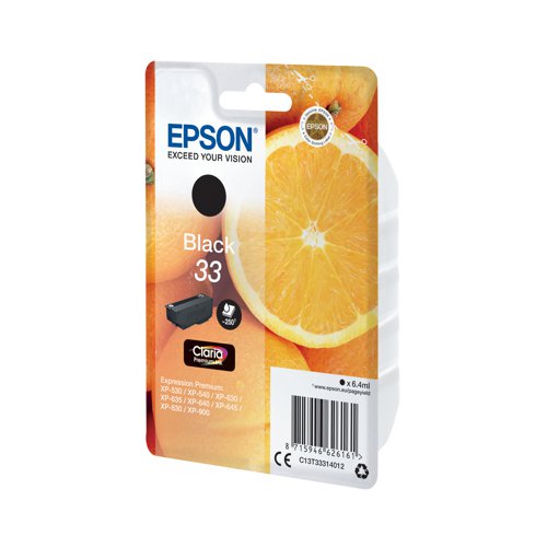 Epson 33 Ink Cartridge Claria Premium Oranges Black C13T33314012 Inkjet Cartridges EP62616
